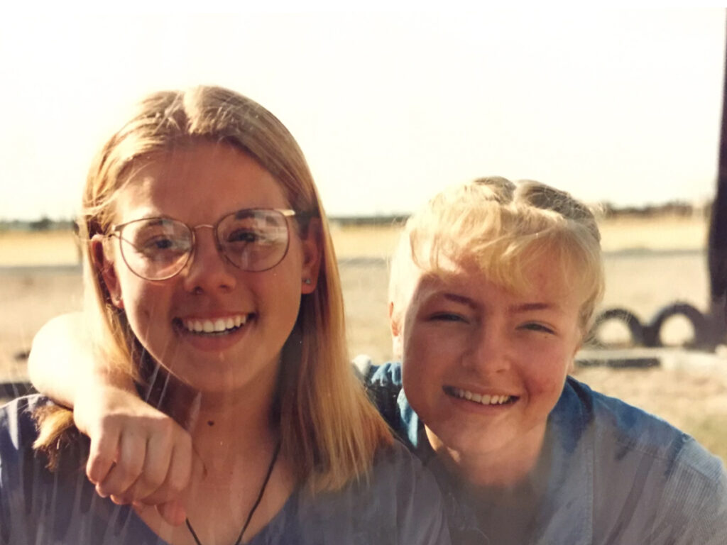Ashley Massimino (left) and friend Tiffany Ang in 1994 during a church mission trip in Mexico.