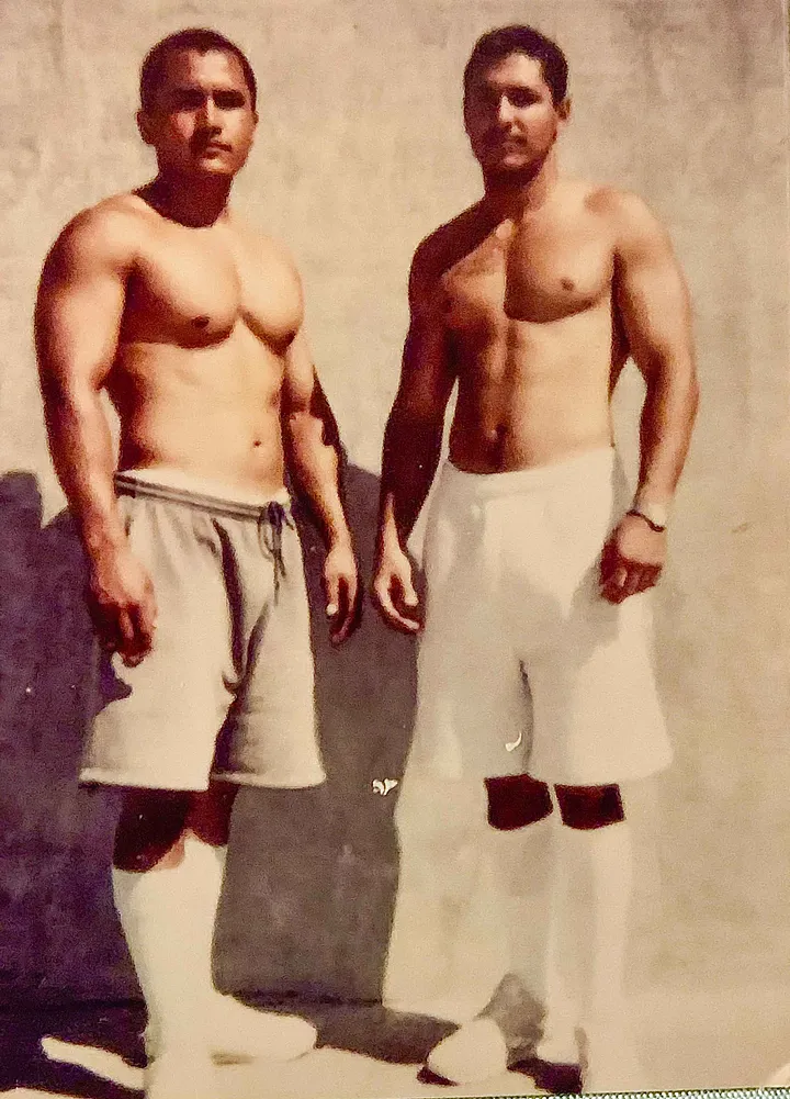 Adam Mortera (right) was transfered to California State Prison in Lancaster in 1993, before a racial war erupted a year later