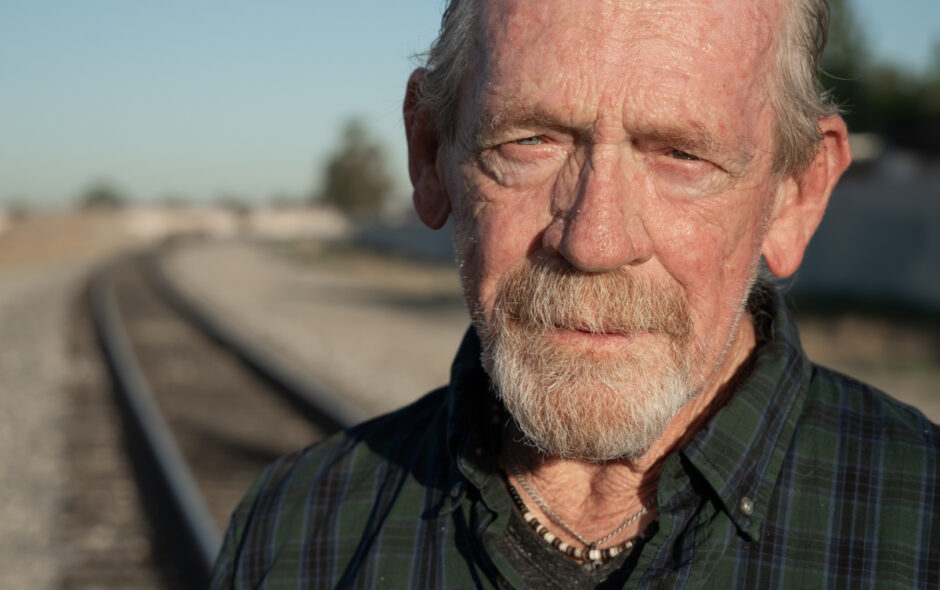 John (aka Cool Breeze) photographed at the scene of his crime along a railroad track in Ontario, California (Photo by David William Reeve)